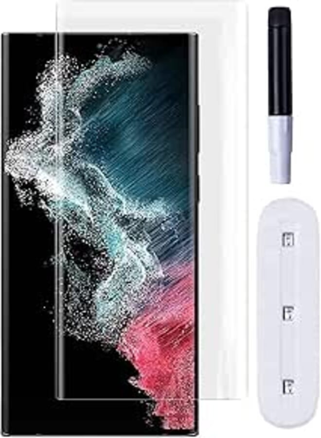 Compatible with Samsung Galaxy S23 Ultra UV Glass 3D Curved Edges Full Cover Tempered Glass Screen Protector Full Glue Edge to Edge Coverage Anti Scratch Anti Smudge Glass for S23 Ultra 5G